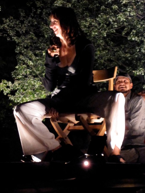 Director Joanna Settle at the post-show talkback at the final Shakespeare on the Sound show. (Copyright 2009, Steven P. Marsh)