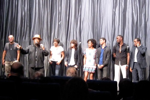The Passing Strange team at the IFC Center, from left: producer Steve Klein, Stew, de'Adre Aziza, Heidi Rodewald, Eisa Davis, Chad Goodridge, Colman Domingo and Daniel Breaker. 