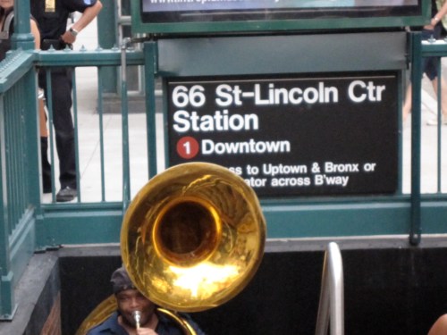 It came from underground: Asphalt Orchestra made its debut appearance yesterday by emerging from the subway station in front of Alice Tully Hall. 