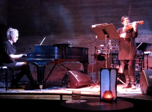 Nadia Sirota performs OMFG with the composer, Our Lady J, on the piano at Galapagos last night. .