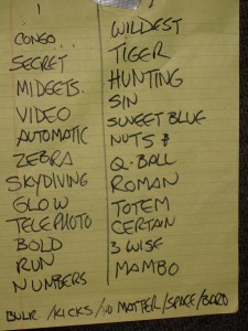 The Bongos' set list at Maxwell's.