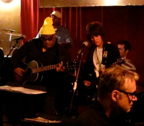 Stew and Heidi Rodewald perform with a version of their band, The Negro Problem, at Barbès in Park Slope, Brooklyn in March 2011. And yes, that's Joe McGinty in the foreground.  (Photo © 2011, Steven P. Marsh)