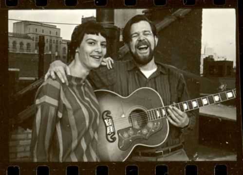 Terri Thal and Dave Van Ronk at their home at 190 Waverly Place in Greenwich Village, in August 1963 (Photo by Ann Charters, courtesy Terri Thal)
