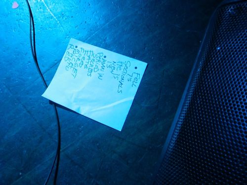 Speed the Plough's set list. 