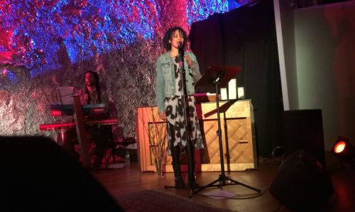 Eisa Davis in the spotlight at Jack in Brooklyn on April 23, 2014.. (Photos © 2014, Steven P. Marsh)