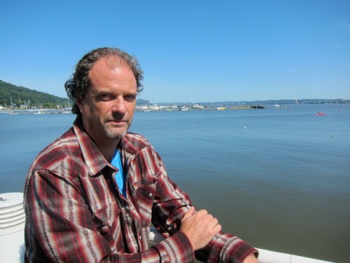 Haverstraw-based singer-songwriter Jamie Block overlooking the Hudson River at Flywheel Park in Piermont. N.Y., on Sept. 7, 2013. (Photo © 2013, Steven P. Marsh)