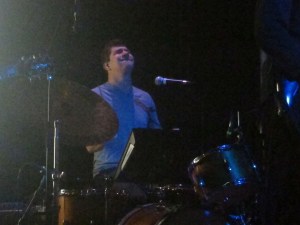 Shearwater drummer Josh Halpern (of Austin's Marmalakes) nailed the drum parts on the band's "Lodger" play-the-album show at Broooklyn's Rough Trade on March 16, 2016. (© 2016, Steven P. Marsh/willyoumissme.com)