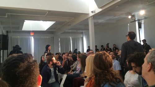 Fred Armisen and Sharon Van Etten walk through the crowd, chatting, at the Vulture Festival in Manhattan on May 22, 2016. (Photo © 2016, Steven P. Marsh/willyoumissme.com)