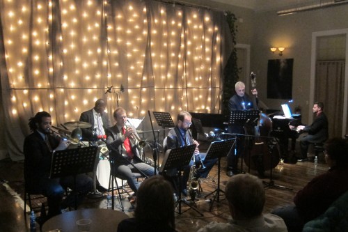 New York Jazzharmonic Trad-Jazz Sextet at Union Arts Center, Sparkill, New York, on Jan. 6, 2017. (Photo © 2017. Steven P. Marsh/willyoumissme.com)