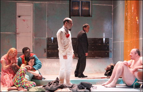 William Jackson Harper, second from left, in the 2012 Rattlestick Playwrights Theater production of Jose Rivera's 